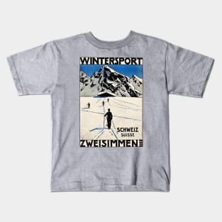 Swiss Skiing Poster Kids T-Shirt